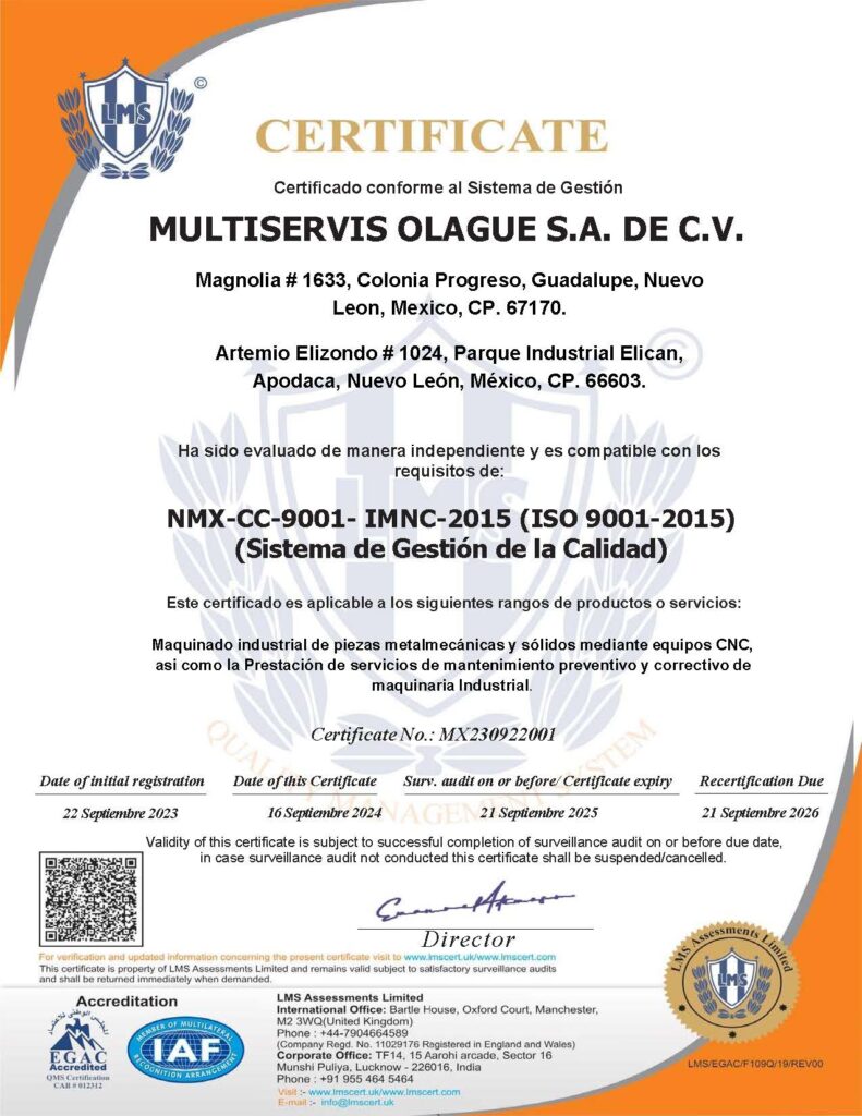 CERTIFICADO ISO 9001:2015